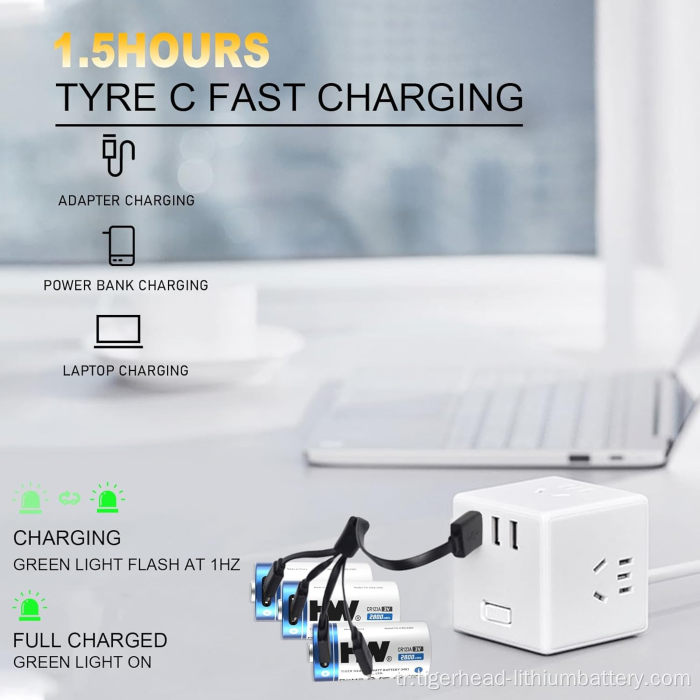 4PCS 3V RCR123A 2800mWh USB-C Şarj Edilebilir Lityum Pil